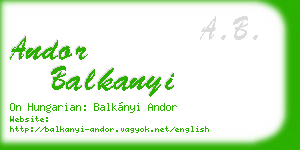 andor balkanyi business card